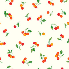 Seamless vector pattern of a pretty cherry,