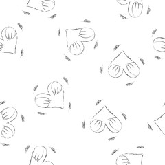 Heart with wings vector seamless pattern background. Beautiful continuous illustration. Hand drawn love art modern