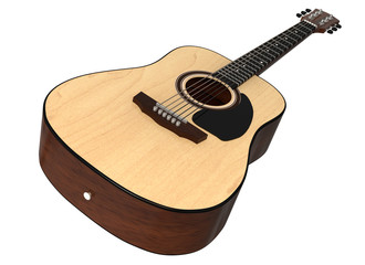 3d render guitar acoustics. View from the angle in perspective. 3d modeling