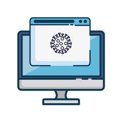 searching covid 19 online in computer vector illustration design