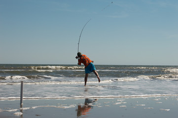 fishing on the beach