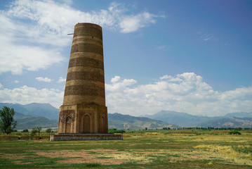 Burana Tower is a large minaret in the Chuy Valley in Tokmok, Kyrgyzstan