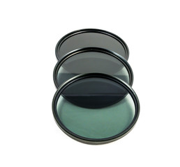 camera nd (Neutral-density ) filter on white background.