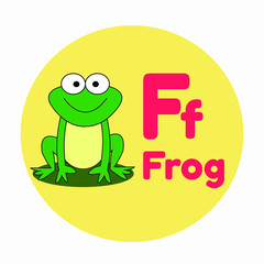 Animal Cartoon Alphabet F Cute Frog Vector