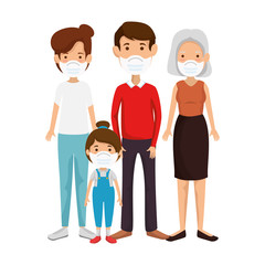 cute family members using face mask vector illustration design