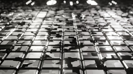 Fototapeta premium black and white colors background on Square shape With the reflection of the metal floor. Square abstract background 3D rendering low focus distance. background for display products.