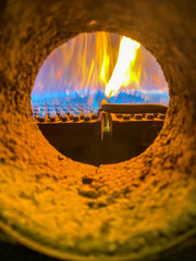 Close up of burner in a boiler.