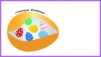 Colourful Happy Easter Eggs in egg shell with flower flame