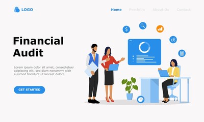 Financial Audit Vector Illustration Concept , Suitable for web landing page, ui, mobile app, editorial design, flyer, banner, and other related occasion