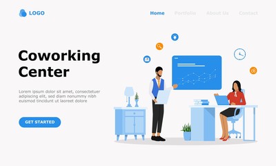 Coworking Center Vector Illustration Concept, Suitable for web landing page, ui, mobile app, editorial design, flyer, banner, and other related occasion