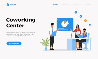 Coworking Center Vector Illustration Concept, Suitable for web landing page, ui, mobile app, editorial design, flyer, banner, and other related occasion