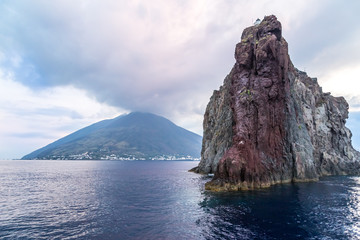 Naklejka premium Volcano Stromboli Archipelago Eolie Sicily Italy