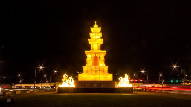 Special event of fake monument on the Day of Buddha's Coming, Buddha's birthday, Gwanghwamun, Seoul, Korea 