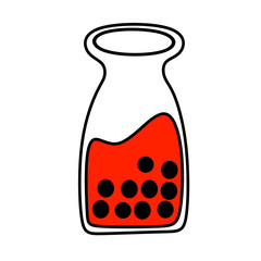 Bubble drink, boba in the bottle doodle drawing art