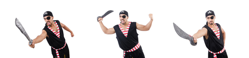 Man in pirate costume in halloween concept