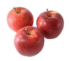 Set of red apples isolated on white background