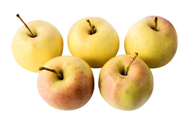 Set of yellow apples isolated on white background