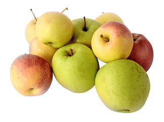 Set of color apples isolated on white background
