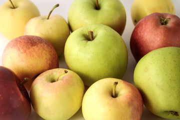 Set of color apples isolated on white background
