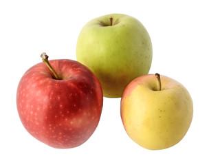 Set of color apples isolated on white background
