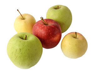 Set of color apples isolated on white background

