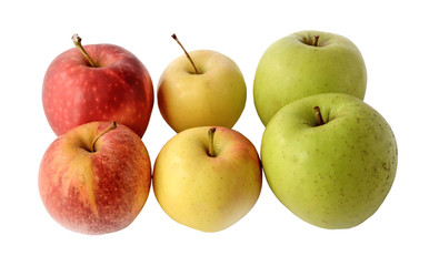 Set of color apples isolated on white background

