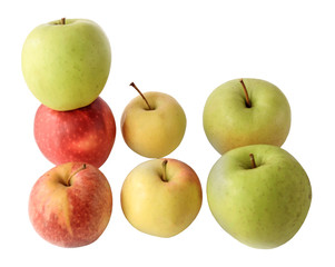 Set of color apples isolated on white background
