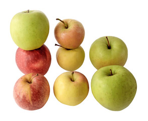 Set of color apples isolated on white background
