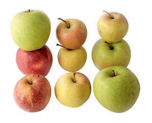 Set of color apples isolated on white background
