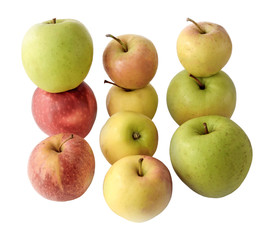 Set of color apples isolated on white background
