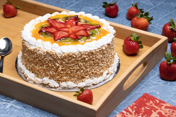 Strawberry Kiwi cake stock photo