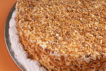 Sugar coated white chocolate cake stock photo