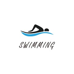 Artistic color black and blue icon Swimming logo design inspiration
