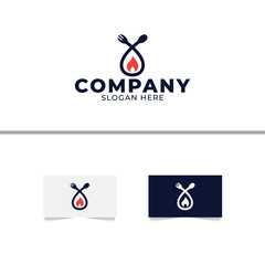 Fire Spoon and Fork Logo Design Template