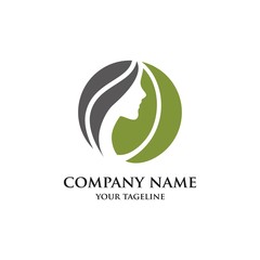 illustration of a natural female face symbol of leaves