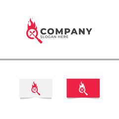 Search Fire Food Logo Design Template
