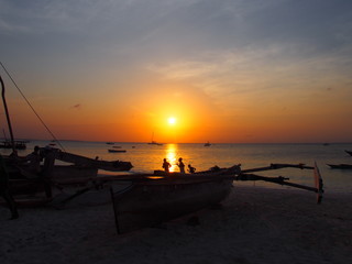 A beautiful sunset with a ship, Nungwi, Zanzibar, Tanzania