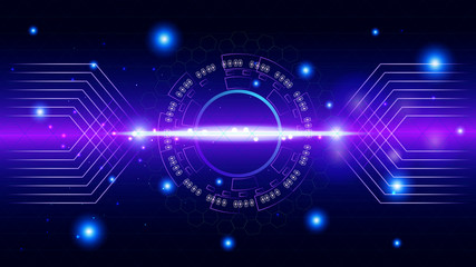 UI Hi-tec interface blue abstract digital technology with glowing particles, vector illustration