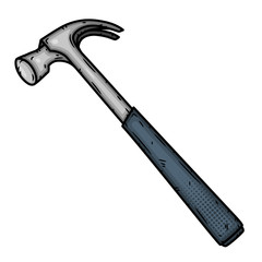 Hammer. Cartoon Drawing. Vector illustration isolated on white background.