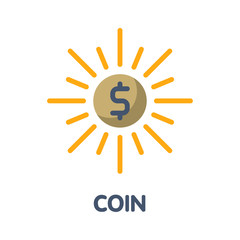 Icon coin flat style icon design  illustration on white background