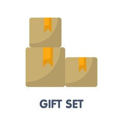 Icon gift set flat style icon design  illustration on white background