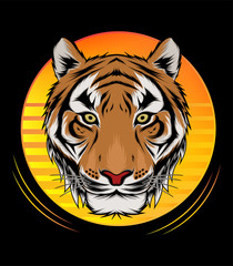 A Tiger head logo. This is illustration ideal for a mascot, tattoo or T-shirt graphic.