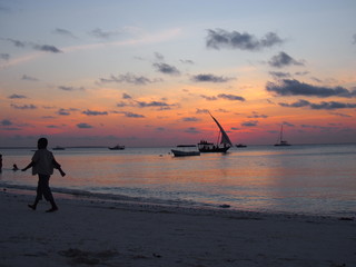 People walking on the beach, Nungwi, Zanzibar, Tanzania