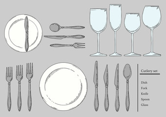 カトラリーセットのベクターイラスト