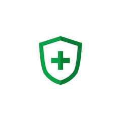 Shield Logo Template with Plus Sign, Shield Icon