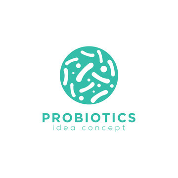 Logo Design Related To Probiotic Bacteria. Healthy Nutrition Ingredient For Therapeutic