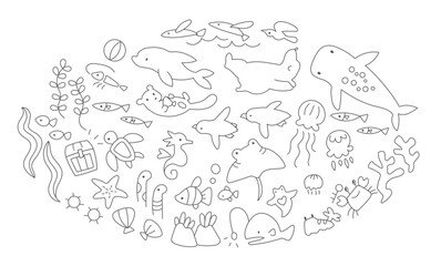 海の生き物の塗り絵