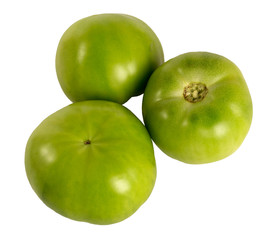 Set of a green tomato isolated on white background
