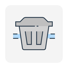 Grease trap vector icon. That plumbing device for home or restaurant. Use to intercept most grease, oil and solid from food preparation or cooking before enter wastewater disposal and treatment system