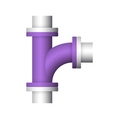Pipe vector. Made from steel or metal connection by flange fitting fixing by screw and bolt. Part for pipeline construction to transportation oil and gas in industry, water in plumbing and irrigation.